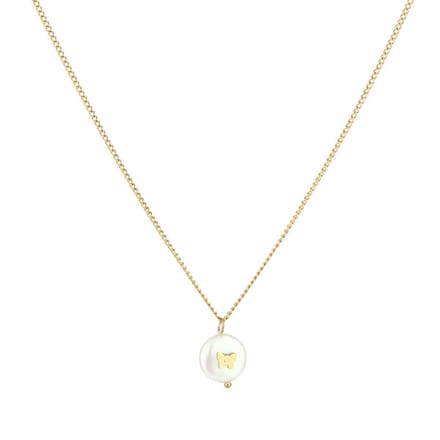 Bijoutheek Ketting Parel Vlinder Goud