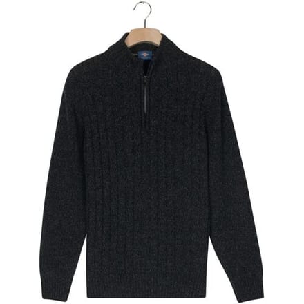 Baileys Trui Vertical Texture Half Zip Front Drop Needle Knit Navy / male