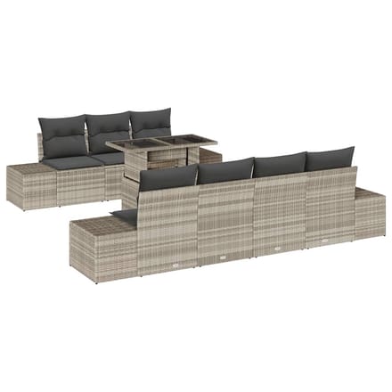 vidaXL Bankstel 8 st Lichtgrijs poly rattan