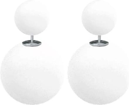 Fako Bijoux® - Oorbellen - Double Dots - Parel - Wit