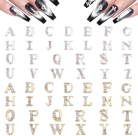 Dailygoods - Set van 52 3D Nagelbedels met Letters in Zilver en Goud