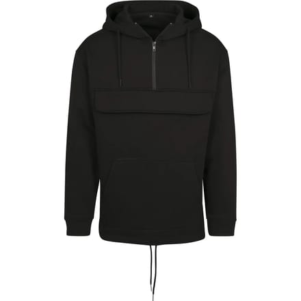 Build Your Brand - Sweat Pullover Hoodie met halve Rits - Black maat M