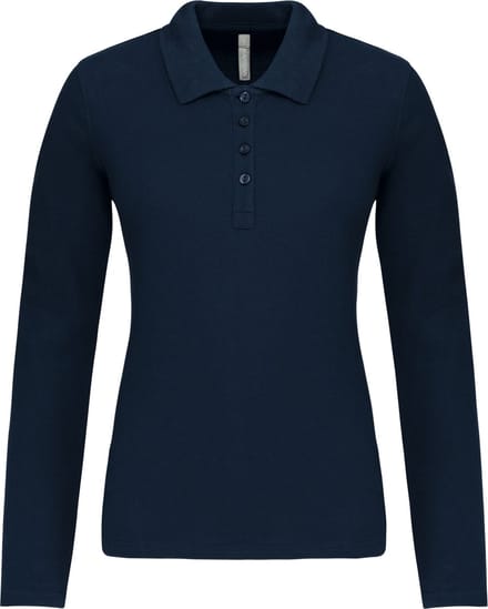 Kariban Piqué-damespolo lange mouwen K257 - Navy - XL