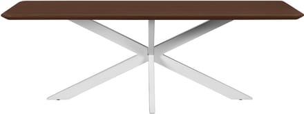 QUVIO Eettafel Sofia - Rechthoekig - Witte kruispoot - FSC®-gecertificeerd mangohout - 220x110 cm - Bruin