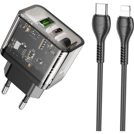 Hoco N34 Snellader met 2 poorten Voor IP output USB-A en USB-C
