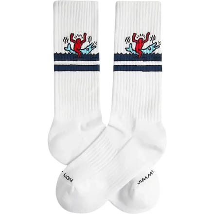 Jimmy Lion unisex sokken athletic dolphin wit (Keith Haring)