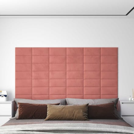 vidaXL - Wand - Hoofdbord - 12 - st - Roze - Fluweel