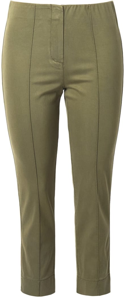 Ulla Popken - Dames - Broek biezen smalle broekspijpen elastische tailleband - Mosgroen - Maat 54
