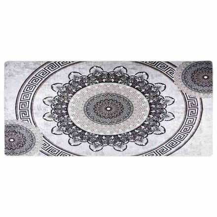 vidaXL - Vloerkleed - wasbaar - 80x300 - cm - zwart - en - grijs