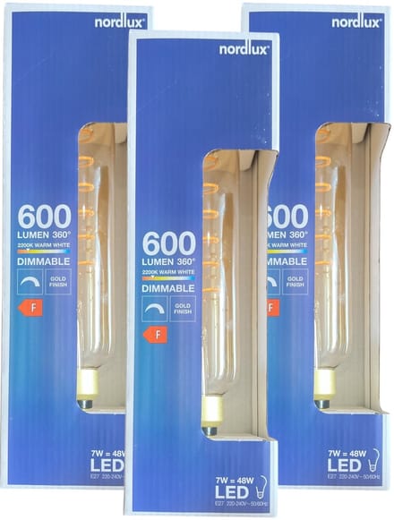 3 x Nordlux Buislamp Giant Spiraal Dimbaar Gold 7w (48W)