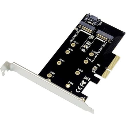 Conceptronic EMRICK 2-in-1-M.2-SSD-PCIe-Adapter SATA AHCI NVMe PCI Express kaart M.2 PCIe