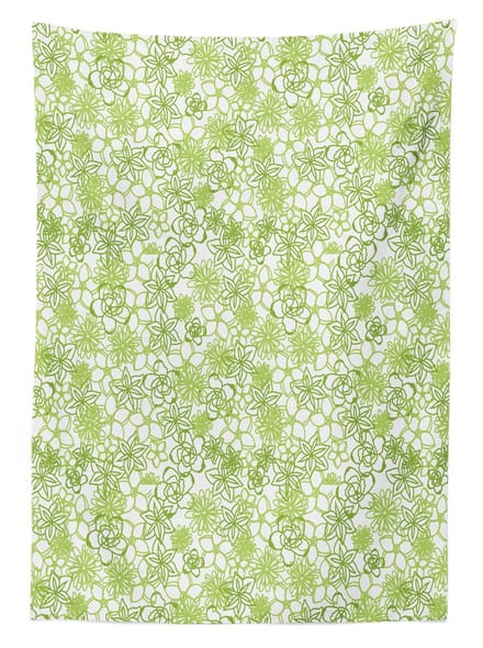 AbakuHaus tafelkleed – Aster Calendula-kunst – 140 x 170 cm – limegroen/wit