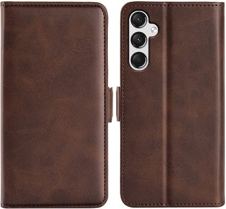 MobyDefend Hoesje - Geschikt voor Samsung Galaxy A25 - Luxe Wallet Book Case (Sluiting Zijkant) - Bruin