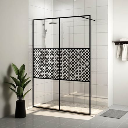 vidaXL - Inloopdouchewand - 140x195 - cm - ESG-glas - transparant - en - zwart