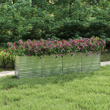 vidaXL - Plantenbak - verhoogd - 320x40x77 - cm - gegalvaniseerd - staal - zilver