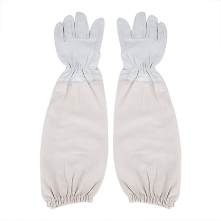Gants de protection apiculture en peau de chèvre avec manches longues ventilées Outils apicoles white