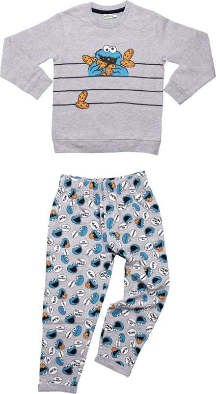 Sesamstraat Koekie Monster / Cookie Monster Set - Grijs/Blauw - Maat 74/80