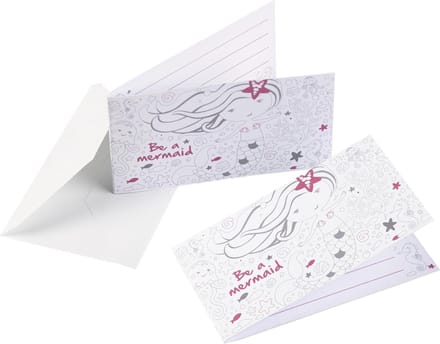 Amscan Uitnodigingen Zeemeermin 8 X 14 Cm Papier Wit 8 Stuks