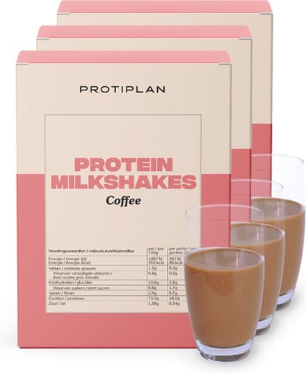 Protiplan - Milkshake Koffie - 3 stuks - 3 x 7 x 24,5 g - Eiwitdieet - Proteïneshake
