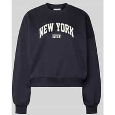 Sweatshirt met labelprint en ronde halslijn