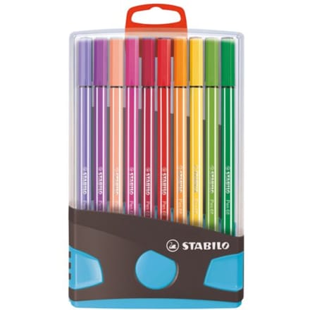 Viltstift  STABILO Pen 68/20 ColorParade in antr/turq etui M ass 20st