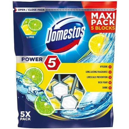 Glorix Toiletblok Power 5 Lime Maxi Pack 5 x 55 g