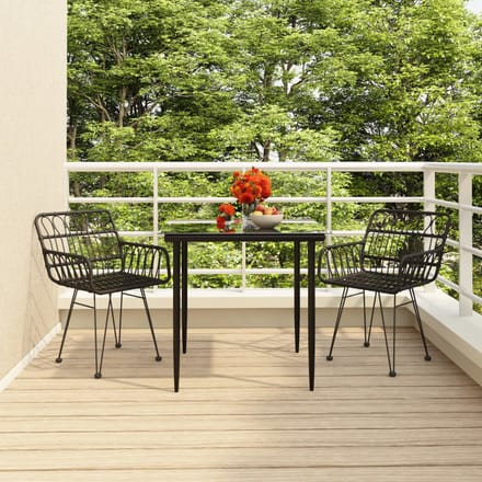 vidaXL - 3-delige - Tuinset - poly - rattan - zwart