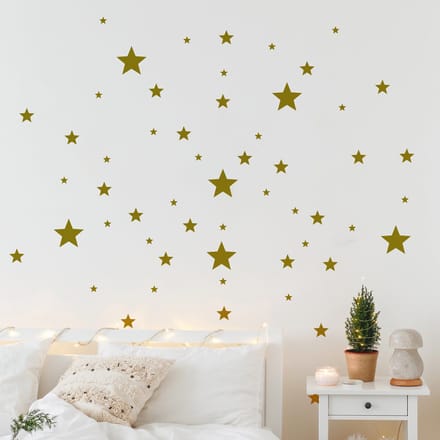 Set van 130 sterrenstickers - 75x140cm - goud - kerststickers - feestdecoraties