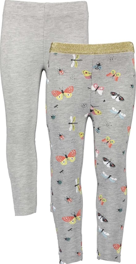 Blue Seven - Leggings - 2pack - Grijs met vlinders - Grijs - 116