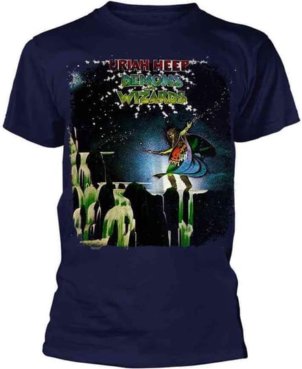 Uriah Heep Heren Tshirt -M- Demons And Wizards Blauw