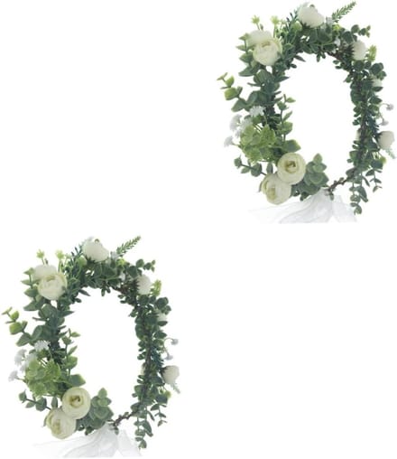 Bloemenkrans Haar - Bloemenhoofdband - Bruiloft Accessoire - Handgemaakt Design - 18 x 18 cm - Wit