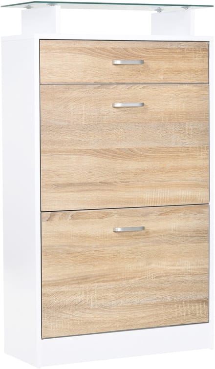 HOMCOM-Klapbare schoenenkast-Hout-60x24x105cm-Beige