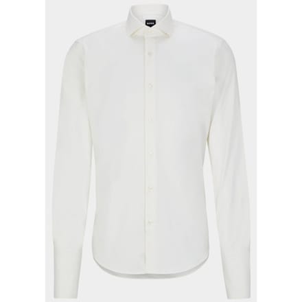 BOSS Joe regular fit smoking overhemd - twill - wit - Strijkvriendelijk - Boordmaat: 44