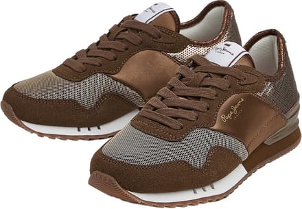 Pepe Jeans - Dames Sneakers - Veters - Bruin - Logo