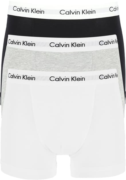 Calvin Klein Icon Cotton Stretch Trunks (3-pack) - heren boxers normale lengte - zwart - grijs - wit
