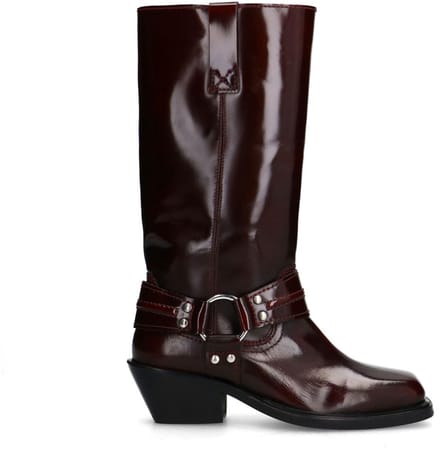Sacha - Dames - Burgundy leren biker boots - Maat 36