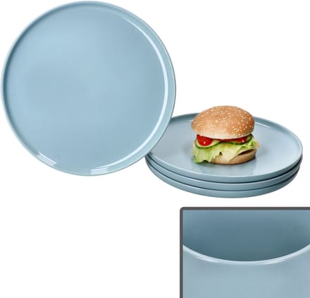 Set van 4 Jasper grijsblauwe steengoed dinerborden - 414196