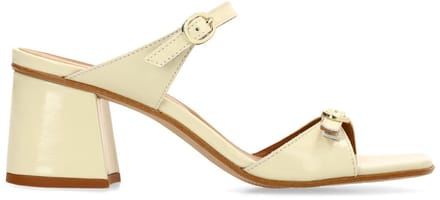 Sacha - Dames - Gele lakleren sandalen met hak - Maat 41