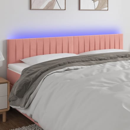 vidaXL - Hoofdbord - LED - 180x5x78/88 - cm - fluweel - roze