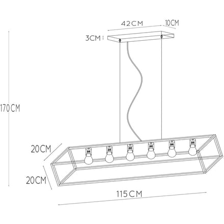 Lucide Hanglamp Fabian met metalen kap 6-lamps