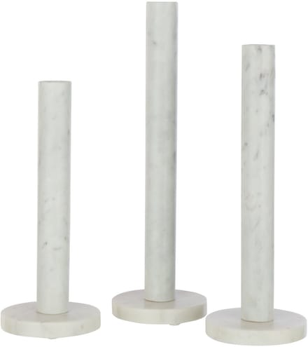J-Line kaarshouder Marmer - steen - wit - set van 3