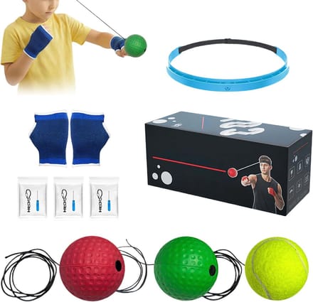 Boks Trainingsbal - Reflex Bal - Sportieve Training - Verstelbare Hoofdband - Set van 3 Ballen - Groen