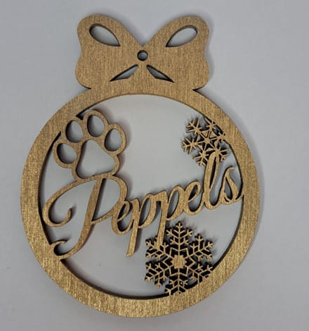Kerstbal met naam design hondenpoot