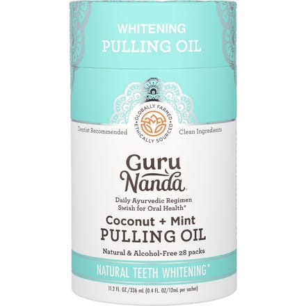 GuruNanda, Whitening Pulling Oil, Kokos + Munt, 28 pakjes, 0,4 fl oz (12 ml) elk white