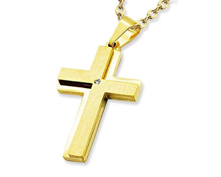 Amanto Ketting Djaruz G - 316L Staal PVD - Kruis - 39x23mm - 60cm