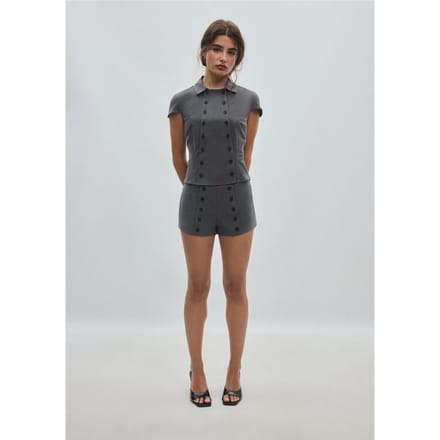 Stradivarius Geklede micro-short met knopen  Donkergrijs 36