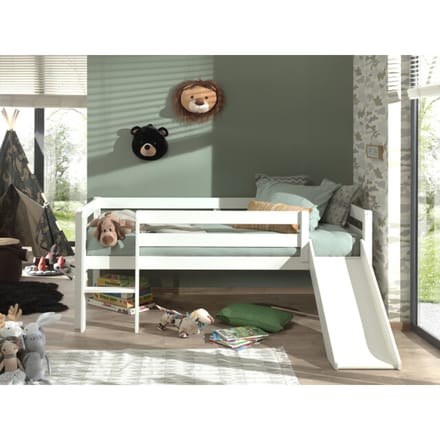 LUCEVI - Pino Halfhoogslaper met Glijbaan 90x200cm - Wit - H85CM