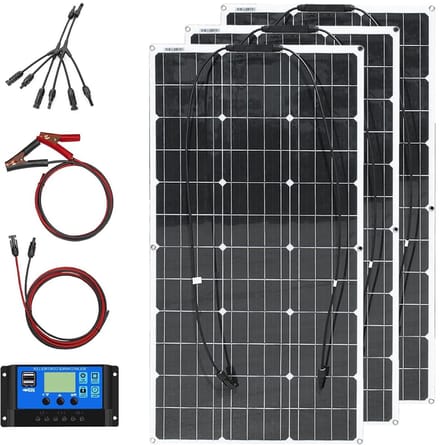 300W 12V Flexible Solar Panel Kit, 3pcs 100W 18V Monocrystalline Solar Panel System with 30A Solar Charge Controller for RV, Boat, Car, Caravan, Camping, 12V Battery