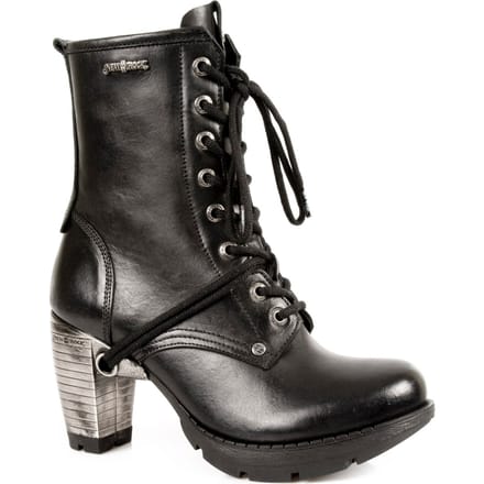 New Rock dames zwart lederen gotische traillaarzen - TR001-S1