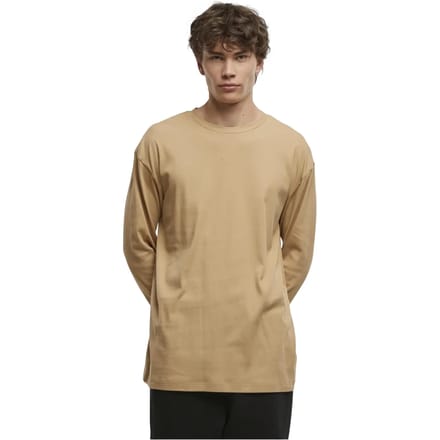 Urban Classics - Organic Boxy Rib Longsleeve shirt - S - Beige